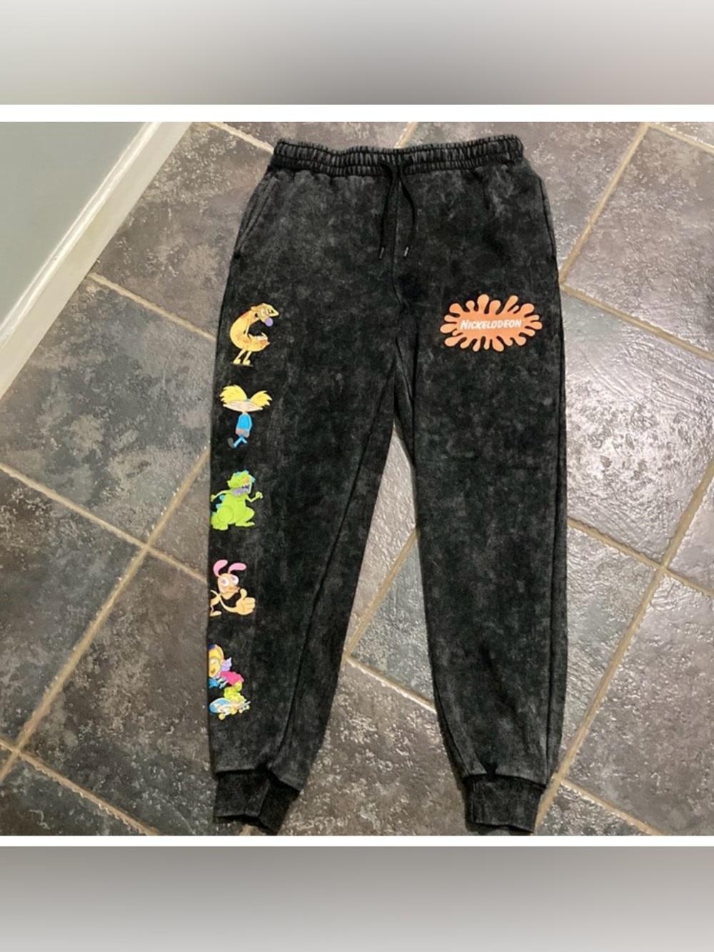 Nickelodeon Black Mineral Wash Men’s Character Jogger Pants Size S